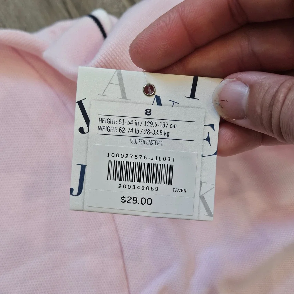 Janie and Jack Polo and Jogger Set Kids 8 Pink Navy Blue Preppy School Outfit